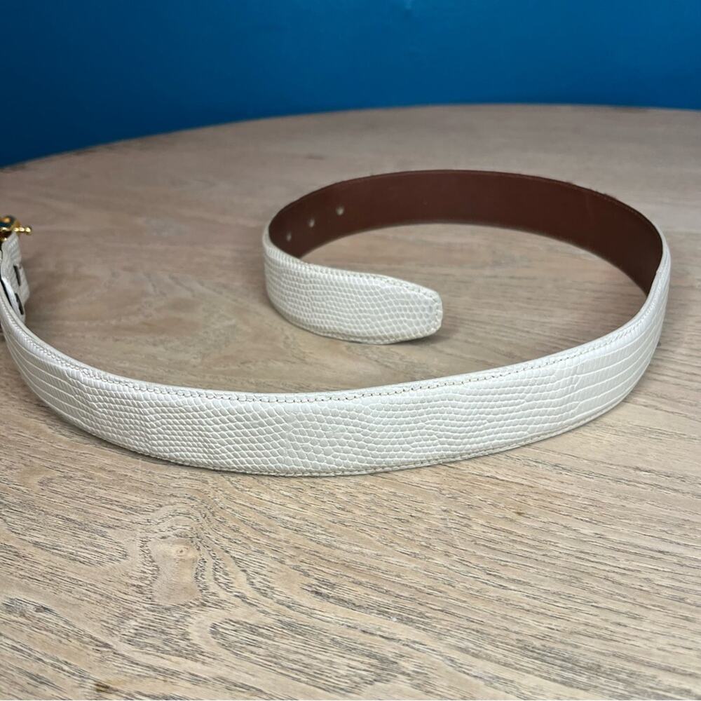 Kieselstein-Cord Snake Serpent Gold Art Bronze Buckle White Lizard Belt RARE - Picture 10 of 12